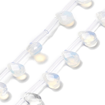 Opalite Beads Strands, Faceted, Teardrop, Top Drilled, 9x6x4mm, Hole: 0.8mm, about 30~32pcs/strand, 16.54''(42cm)