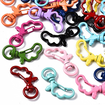 Spray Painted Eco-Friendly Alloy Swivel Snap Hooks Clasps, Cadmium Free & Nickel Free & Lead Free, Wing, Mixed Color, 34.5x23x6mm, Hole: 5x9mm