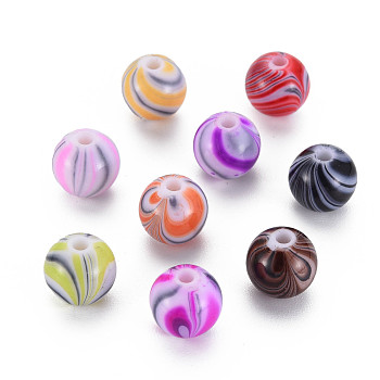 Opaque Acrylic Beads, Round, Mixed Color, 10mm, Hole: 2mm, about 850pcs/500g