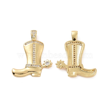 Real 18K Gold Plated Clear Shoes Brass+Cubic Zirconia Pendants