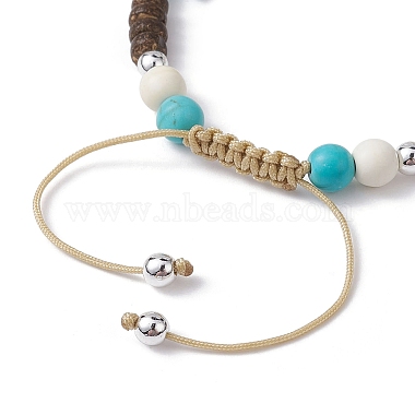 Starfish & Tortoise Synthetic Turquoise Braided Bead Bracelet(BJEW-JB09967-01)-4