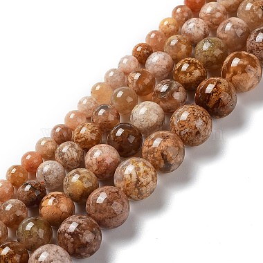 Round Flower Agate Beads