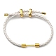 bracelet à maillons colonne en laiton avec cordons en cuir(BJEW-G675-05G-07)-1