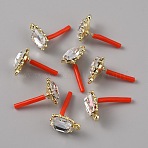 Alloy Rhinestone Stud Earrings, with 925 Sterling Silver Pins and Horizontal Loops, Rectangle, Crystal, 16x11mm, Hole: 1.6mm, Pin: 0.8mm(FIND-WH0120-25C-01)