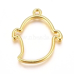 Halloween Zinc Alloy Open Back Bezel Pendants, For DIY UV Resin, Epoxy Resin, Pressed Flower Jewelry, Ghost, Golden, 29.5x25.5x2.5mm, Hole: 2mm(PALLOY-D199-23G)