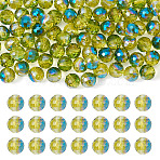 80Pcs AB Color Plated Glass Beads, Faceted Round, Olive Drab, 10x9mm, Hole: 1.5mm(EGLA-TA0013-05)