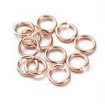 Eco-Friendly PVD Vacuum Plating & Long-Lasting Plated Brass Open Jump Rings, Round, Rose Gold, 21 Gauge, 4x0.7mm, Inner Diameter: 2.4mm(X-KK-E663-4mm-RG)