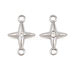 304 Stainless Steel Crystal Rhinestone Connector Charms, Star Links, Stainless Steel Color, 20.5x13.5x2.5mm, Hole: 1.8mm(STAS-P437-14B-P)