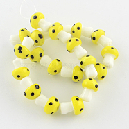 Mushroom Handmade Lampwork Beads Strands, Yellow, 16x12mm, Hole: 2mm, about 20pcs/strand, 13.7 inch(LAMP-R116-08)