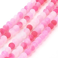 Natural Crackle Agate Beads Strands, Dyed, Round, Grade A, Hot Pink, 6mm, Hole: 1mm, about 63pcs/strand, 15.5(G-G055-6mm-1)