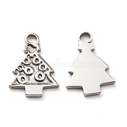 304 Stainless Steel Charms, Manual Polishing, Christmas Tree, Stainless Steel Color, 15x11x1.5mm, Hole: 1.6x1.9mm(STAS-Q248-01P)