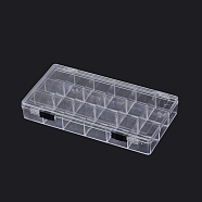 Plastic Bead Storage Containers, 18 Compartments, Rectangle, Clear, 20.5x11.5x3cm(X-CON-R006-15)