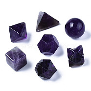 Natural Amethyst Beads, No Hole/Undrilled, Chakra Style, for Wire Wrapped Pendant Making, 3D Shape, Round & Cube & Triangle & Merkaba Star & Bicone & Octagon & Polygon, 13.5~21x13.5~22x13.5~20mm(G-Q999-004)