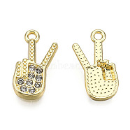 Rack Plating Alloy Charms, with Crystal Rhinestone, Cadmium Free & Nickel Free & Lead Free, Guitar, Light Gold, 18.5x10.5x2.5mm, Hole: 1.6mm(PALLOY-N155-185)