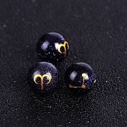 Synthetic Blue Goldstone Carved Constellation Beads, Round Beads, Aries, 10mm(PW-WG92554-01)