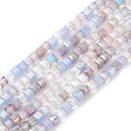 Gradient Color Electroplate Glass Bead Strands, AB Color Plated, Faceted, Cube, Thistle, 4x4x4mm, Hole: 1.2mm, about 94~97pcs/strand, 14.84~15.28 inch(37.7~38.8cm)(GLAA-E042-05D)