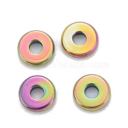 Ion Plating(IP)  Rainbow Color304 Stainless Steel Spacer Beads, Donut, Mixed Color, 6x1.5~1.6mm, Hole: 2mm(STAS-F136-02M)