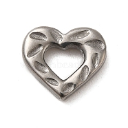 304 Stainless Steel Linking Rings, Textured Heart, Stainless Steel Color, 11.5x13x2.5mm, Inner Diameter: 4.5x6mm(STAS-G344-10B-P)