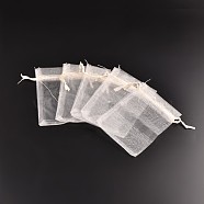 Organza Bags, with Ribbons, PapayaWhip, 18x13cm(X-OP-R016-13x18cm-19)