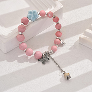 Cute Ceramic Bead Bracelet with Adjustable Colorful Beads for Women, 7-1/8 inch(18cm)(YE1843-1)