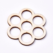Wood Cabochons, Laser Cut Wood Shapes, Flower, Blanched Almond, 51.5x51.5x2.2mm(WOOD-TAC0003-35)