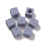 Rubberized Style Transparent Acrylic Beads, Square, Gray, 12x12x12mm, Hole: 7mm(OACR-K007-014C)