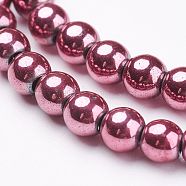 Non-magnetic Synthetic Hematite Bead Strands, Round, Flamingo, 4mm, Hole: 1mm, about 103pcs/strand, 15.7 inch(G-P262-19-4mm-04)