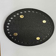 Imitation Leather Bag Bottom, Flat Round, Black, 14x1cm, Hole: 5mm(DIY-WH0304-089B-01)