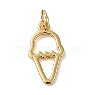 Rack Plating Brass Pendants, Cadmium Free & Lead Free, Long-Lasting Plated, Ice Cream, Real 18K Gold Plated, 16.5x9x1.5mm, Hole: 5mm(KK-S372-19G)