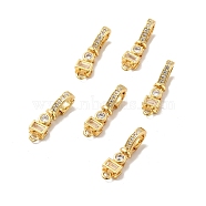 Brass Micro Pave Clear Cubic Zirconia Fold Over Clasps, Cadmium Free & Nickel Free & Lead Free, Real 18K Gold Plated, Clasp: 7.5x4x3mm, Hole: 1.2mm(KK-G419-31G)