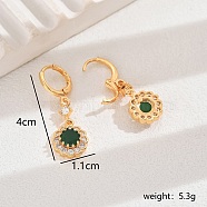 Luxurious Copper Flower Hoop Earrings, with Zirconia, for Wedding Party Dress, Golden(OR1113-1)