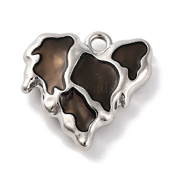 Alloy Enamel Pendants, Heart Charm, Platinum, 17x16.5x4mm, Hole: 1.6mm(FIND-U024-02P-02)