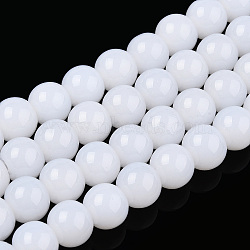 Imitation Jade Glass Beads Strands, Round, Creamy White, 8~8.5mm, Hole: 1.5mm, about 51~53pcs/strand, 14.96 inch~15.55 inch(38~39.7cm)(GLAA-T032-J8mm-01)