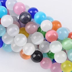 Cat Eye Beads, Round, Mixed Color, 8mm, Hole: 1mm, about 15.5 inch/strand, about 49pcs/strand(CER8mm)