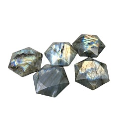 Natural Labradorite Cabochons, Faceted Hexagram, 30mm(G-PW0003-04)