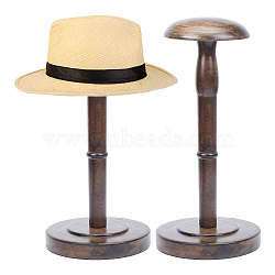Wood Dome Shaped Stem Hat Rack, for Wig, Hat Holder Display Stand, Coffee, Finished Product: 156x340mm(ODIS-WH0001-46A)