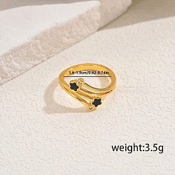 Simple Beass Rings for Women, Flower, Golden, Inner Diameter: 16~19mm(AD8583)