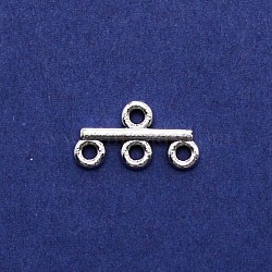 Alloy Chandelier Component Links, 4 Loop Connector, Tibetan Style, Antique Silver, 8.5x15.2x2mm, Hole: 1.6mm(FIND-WH0040-68AS)