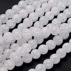 Synthetic Crackle Quartz Beads Strands, Round, Synthetic Crystal, Clear, Clear, 10mm, Hole: 1mm, about 40 pcs/strand, 15.5 inch(X-GBA092-10MM)