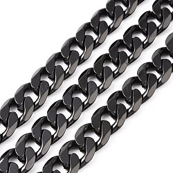 304 Stainless Steel Cuban Link Chains, Twisted Chains, Unwelded, Electrophoresis Black, 10mm, Links: 13.5x10x3mm(CHS-L020-023EB)