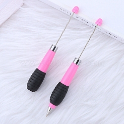 Plastic Retractable Ball-Point Pen, Beadable Pen, for DIY Personalized Pen with Jewelry Bead, Hot Pink, 147~175x20mm(AJEW-P122-A05)