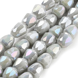 Electroplate Glass Beads Strands, Faceted, Bell, Gainsboro, 4x3.5~4mm, Hole: 1mm, about 98pcs/strand, 13.70''(34.8cm)(EGLA-D030-P4mm-B08)