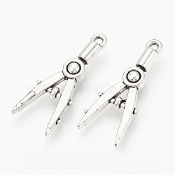 Tibetan Style Alloy Pendants, Compasses, Cadmium Free & Lead Free, Antique Silver, 28x11x4mm, Hole: 1.5mm, about 660pcs/1000g(TIBEP-Q081-011AS-RS)