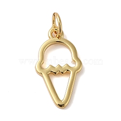 Rack Plating Brass Pendants, Cadmium Free & Lead Free, Long-Lasting Plated, Ice Cream, Real 18K Gold Plated, 16.5x9x1.5mm, Hole: 5mm(KK-S372-19G)