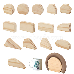 Wood Handle Molds for Porcelain Mug Making, Triangle/Rectangle/Flat Round, Blanched Almond, 27.5~49x43~85x14.5mm, 14pcs/set(WOOD-WH0124-10)