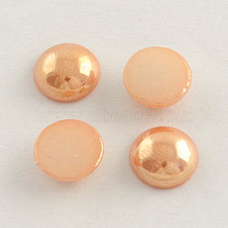 Pearlized Plated Opaque Glass Cabochons, Half Round/Dome, PeachPuff, 3x1mm(PORC-S801-3mm-20)