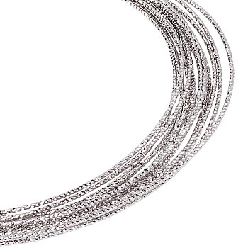 Brass Wire, Textured Round, Platinum, 1.2mm