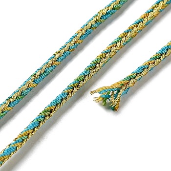 14M Duotone Polyester Braided Cord, Round, Dark Turquoise, 2.5mm, about 15.31 Yards(14m)/Roll
