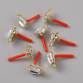 Alloy Rhinestone Stud Earrings, with 925 Sterling Silver Pins and Horizontal Loops, Rectangle, Crystal, 16x11mm, Hole: 1.6mm, Pin: 0.8mm
