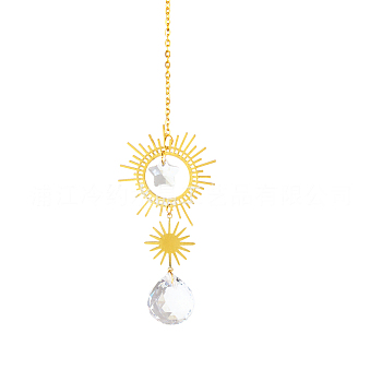 Quartz Crystal Big Pendant Decorations, Hanging Sun Catchers, Teardrop, Clear, 325mm, Hole: 11mm